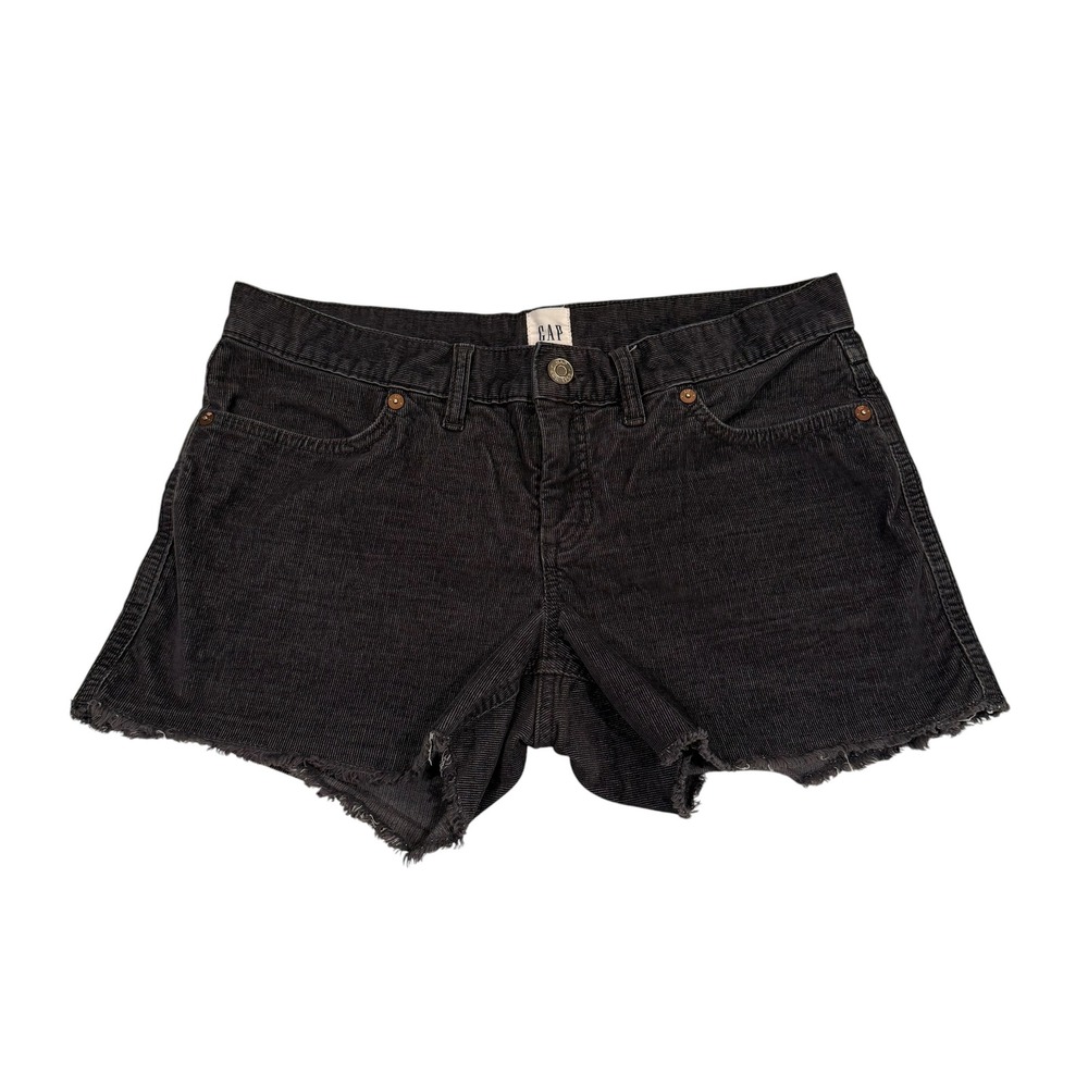 Gap Women Dark Grey Corduroy Cutoff Shorts Size 6 Raw Hem 5-Pocket Casual